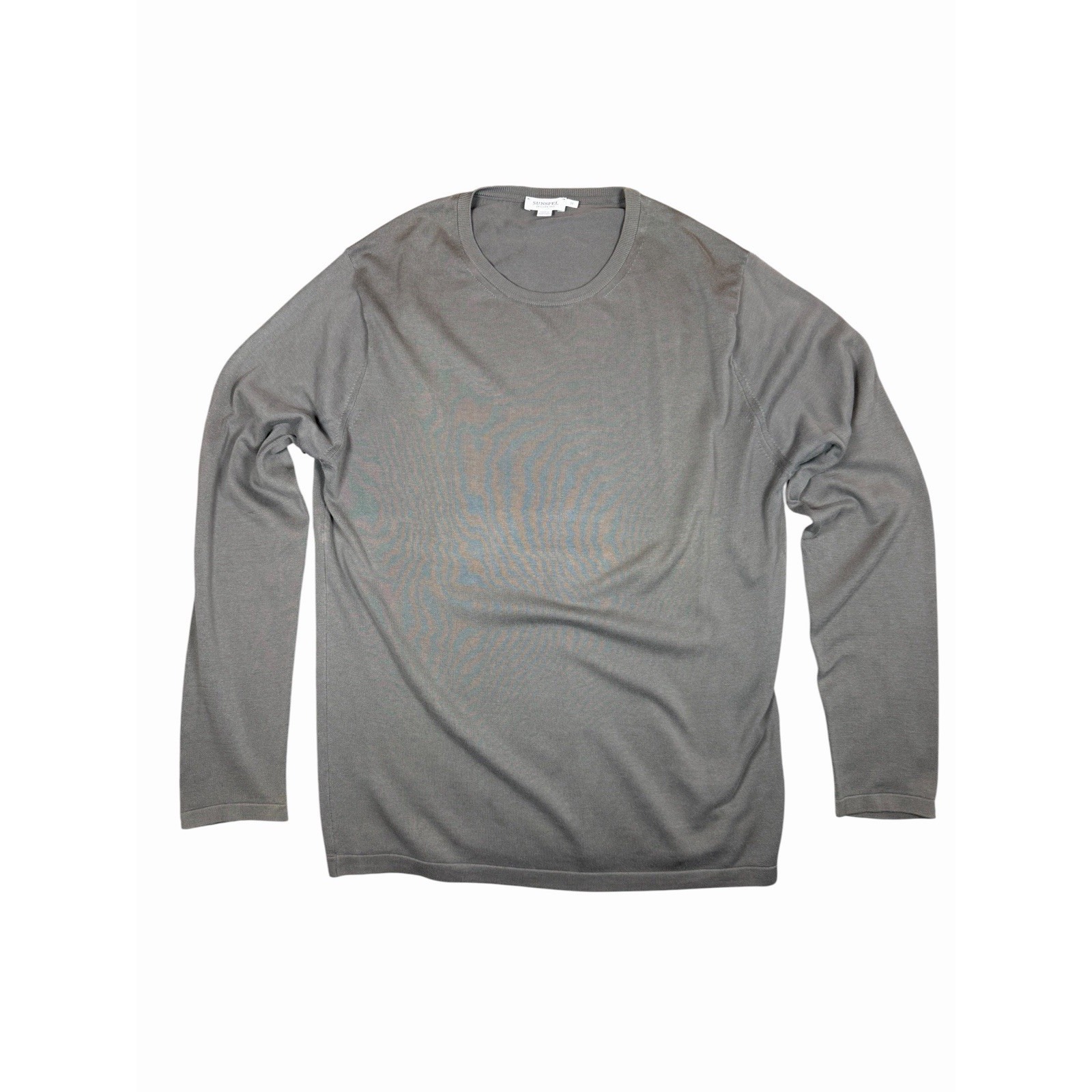 Sunspel Mens M Gray Long Sleeve Crewneck T Shirt Cotton Knit Made Portugal
